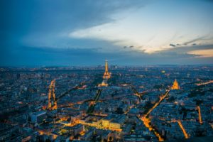 Aerial view of Paris at night